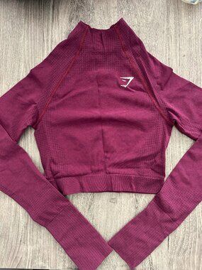 Gymshark Vital Seamless 2.0 High Neck Midi Top Baked Maroon Marl